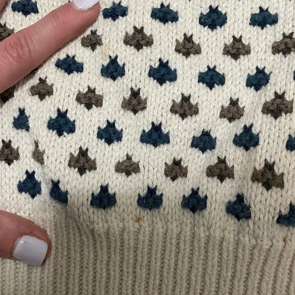 VTG Eddie Bauer Men's XL Cotton Fair Isle Heavy Knit Crewneck Sweater USA Made - Picture 5 of 7